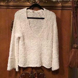 Free People White Soft Sweater w/ Bell Sleeves